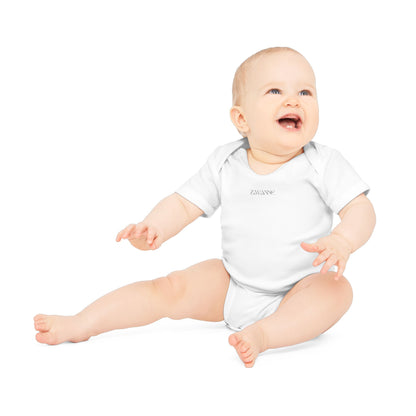 Baby Organic Bodysuit — Minimal White Short Sleeve Infant Onesie